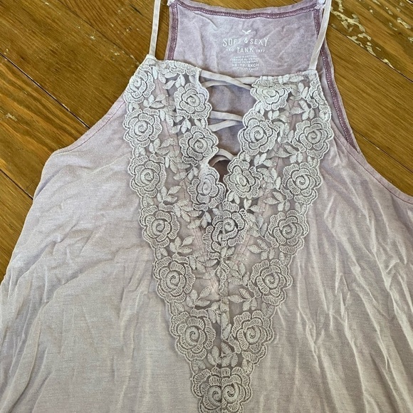 American Eagle Soft & Sexy XS Tank W/Lace  Front Appliqué - Picture 2 of 5